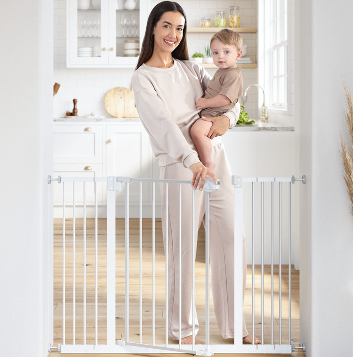 Comfy Cubs Baby Safety Gate with 3 Extensions, White