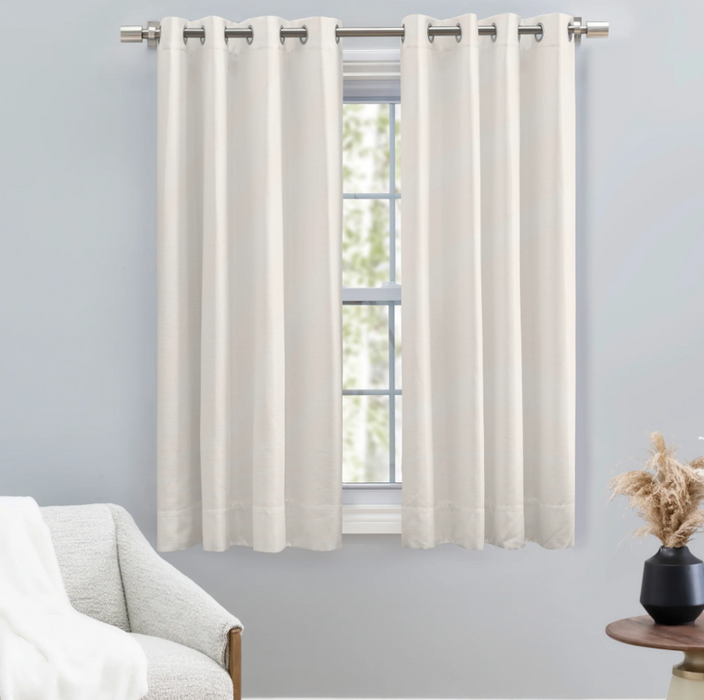 Ricardo Trading Grasscloth Window Panel Curtains, 54"Wx45"L, Wand, White