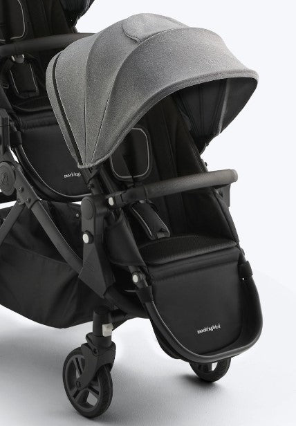 Mockingbird 2nd Seat Kit 3.0, Charcoal with Black Leather, Heather Grey
