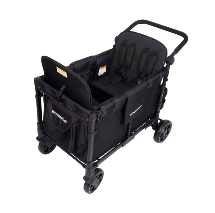 Wonderfold W4 Elite Stroller Wagon, 2025, Black with Red Stitching