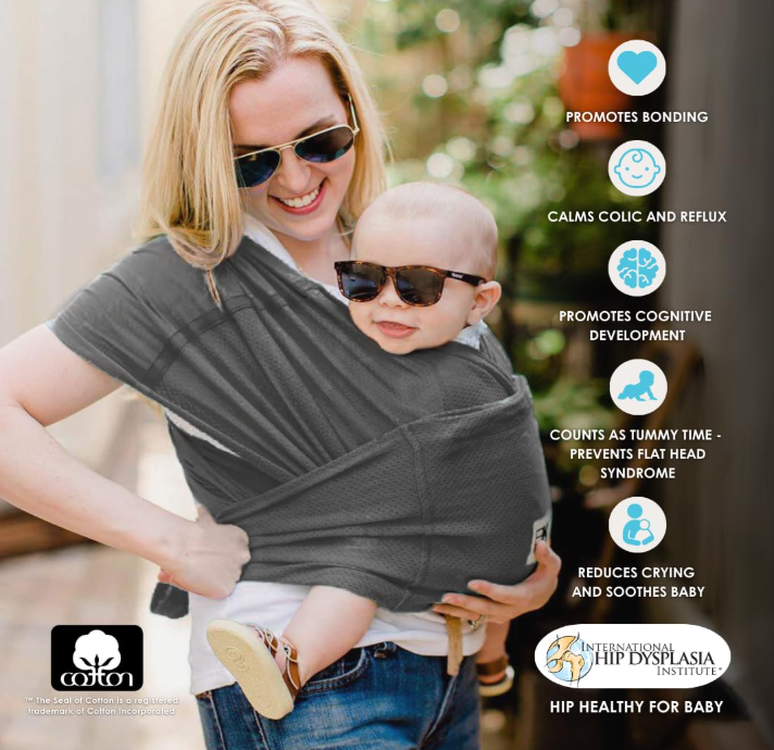 Baby K'tan Baby Carrier, Large, Charcoal, Breeze
