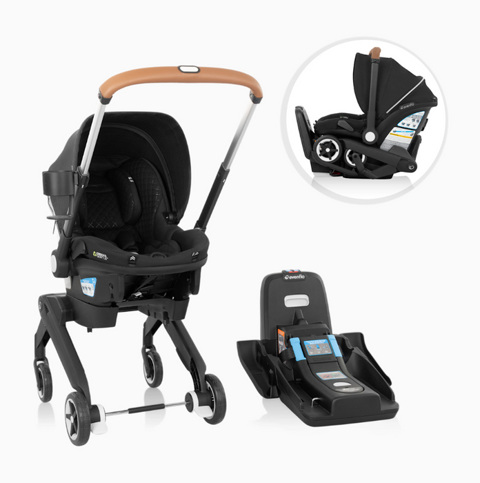 Evenflo Shyft Dual Ride Infant Car Seat Stroller Combo, 2025, Jasper, with Carryall Storage and Green & Gentle Fabric
