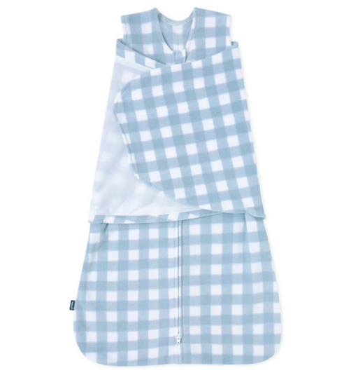 Shop Halo Micro-Fleece Swaddle, Gingham Blue, Newborn at GoodBuy Gear