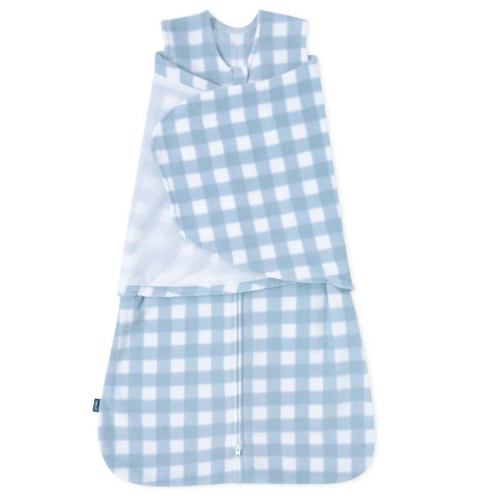 Halo Micro-Fleece Swaddle, Gingham Blue, Newborn