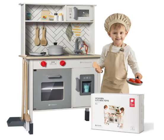 Bc Babycare Wooden Play Kitchen for Toddlers, White