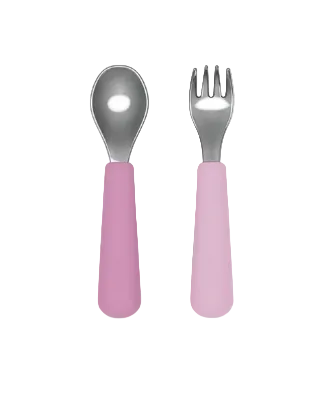 Lalo Stainless Utensils Set, Pink