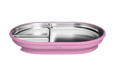 Lalo Stainless Suction Plate, Bubble Gum