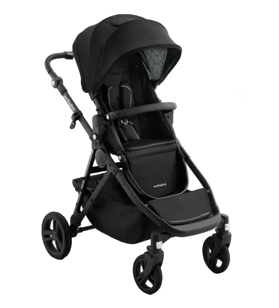 mockingbird single-to-double stroller - black windowpane Mockingbird Single to Double 3.0 Stroller, 2025, Black Windowpane, Charcoal  with Black Leather