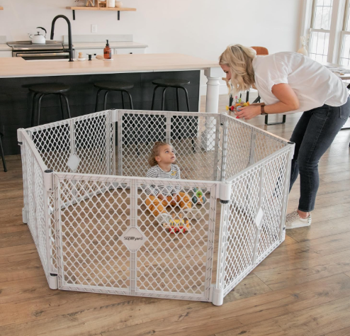 Toddleroo By North States Superyard Ultimate Playard, 6 Panel, Pewter