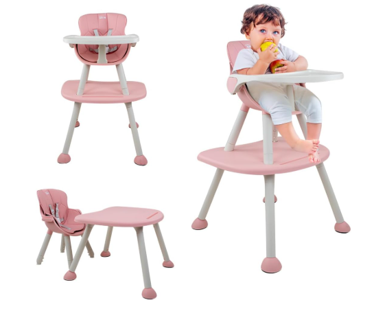 Hweye 2-in-1 Convertible Baby High Chair, Pink