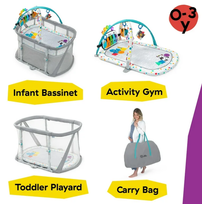 Baby Einstein Kick & Snooze 3-in-1 Foldable Playard, Grey