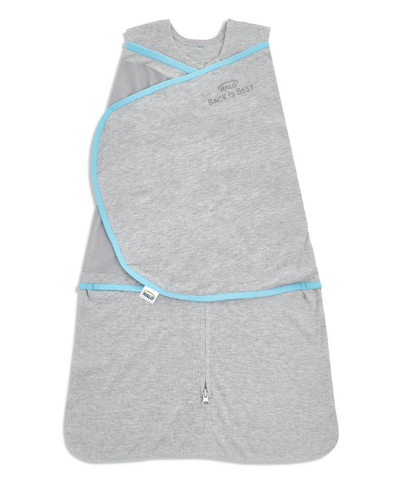 Halo IdealTemp SleepSack Swaddle, Heather Grey/Aqua, Newborn