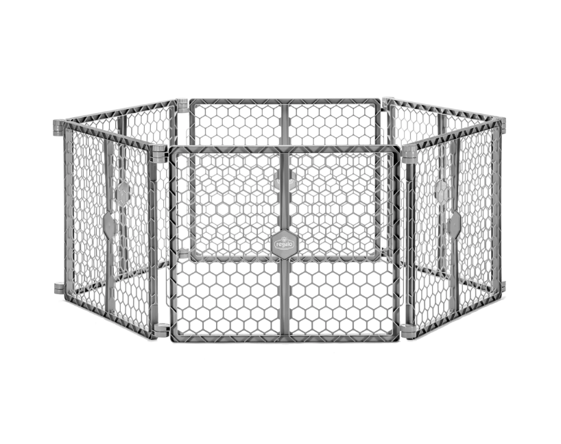 Regalo 2-in-1 Plastic Play Yard and Safety Gate, Gray