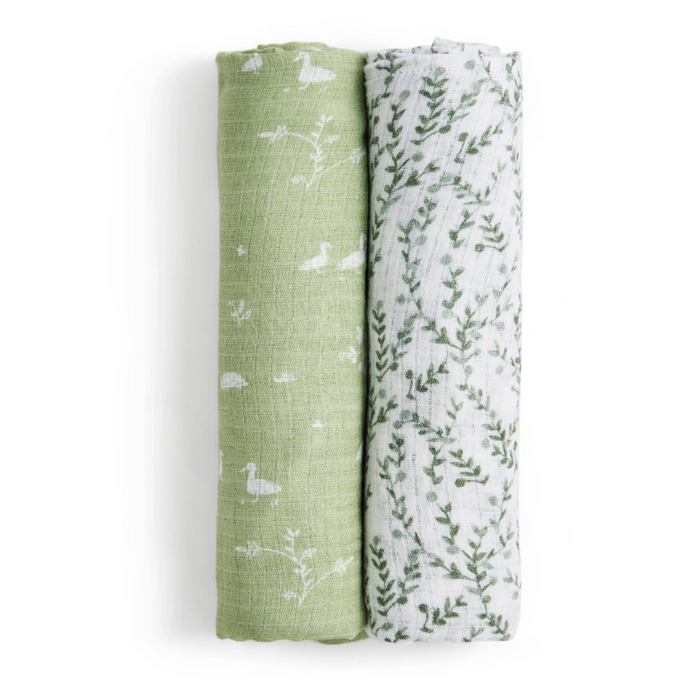 Aden + Anais Silky Soft Swaddles, 2 Pack, Nature Friends