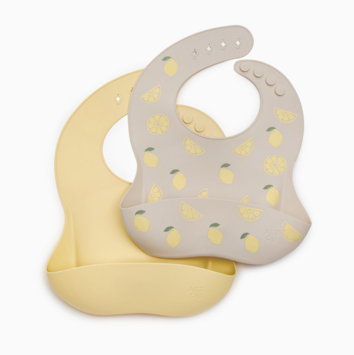 AEIOU Bib 2-Pack, Butter Lemon