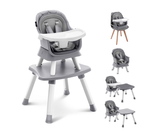 HARPPA 6 in 1 Convertible Baby High Chair, Grey