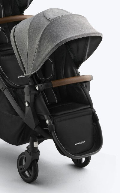 Mockingbird 2nd Seat Kit 3.0, Charcoal with Penny Leather, Heather Grey