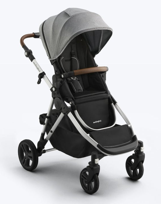 Mockingbird Single to Double 3.0 Stroller, 2025, Silver with Penny Leather, Heather Grey