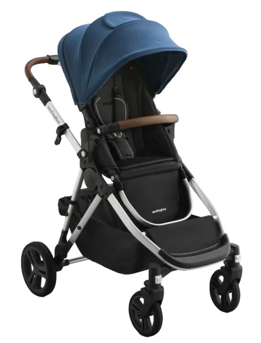 Mockingbird Single to Double 3.0 Stroller, 2025, Sea, Silver with Penny Leather