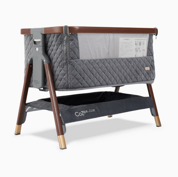Tutti Bambini Cozee Luxe Bedside Bassinet, Slate/Walnut