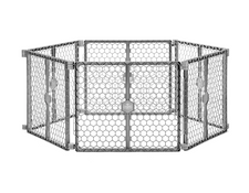 Shop Regalo 2-in-1 Plastic Play Yard and Safety Gate, Gray at GoodBuy Gear