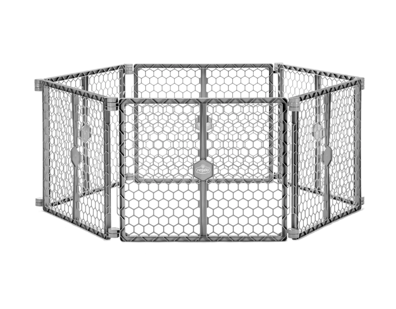 Shop Regalo 2-in-1 Plastic Play Yard and Safety Gate, Gray at GoodBuy Gear