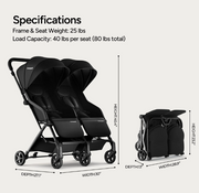 Shop Mompush Lithe Double Stroller, 2026, Black at GoodBuy Gear
