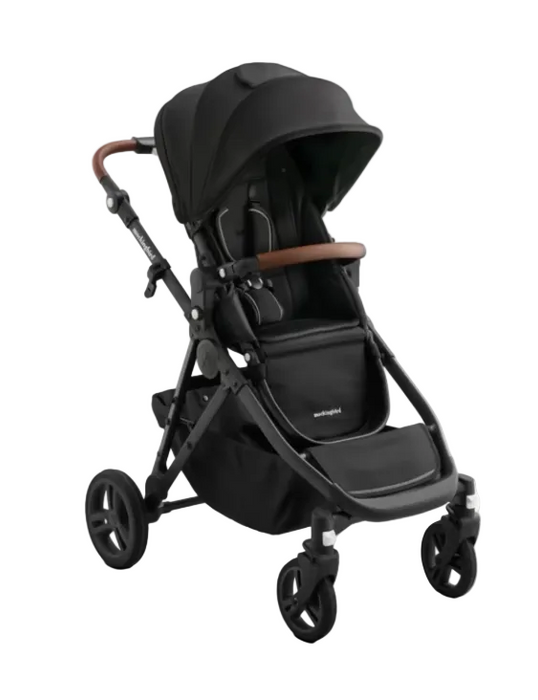 Shop Mockingbird Single to Double 3.0 Stroller, 2025, Charcoal with Penny Leather, Solid Black at GoodBuy Gear