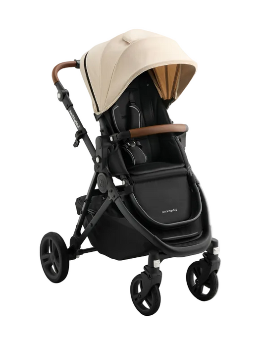 Mockingbird Single 3.0 Stroller, 2025, Charcoal with Penny Leather, Oat
