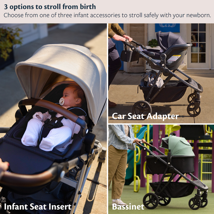 Mockingbird Single 3.0 Stroller, 2025, Charcoal with Penny Leather, Oat