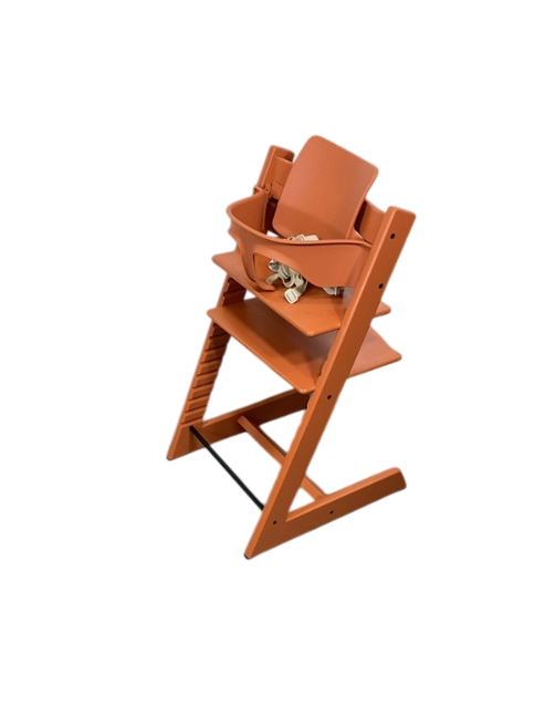 stokke tripp trapp high chair used Stokke Tripp Trapp High Chair With Baby Set, 2, Terracotta