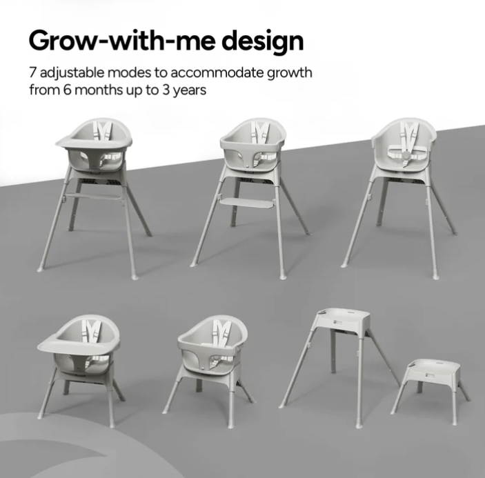 Shop Mompush Olli 7-in-1 Convertible High Chair, Cloud Gray at GoodBuy Gear