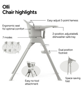 Shop Mompush Olli 7-in-1 Convertible High Chair, Cloud Gray at GoodBuy Gear