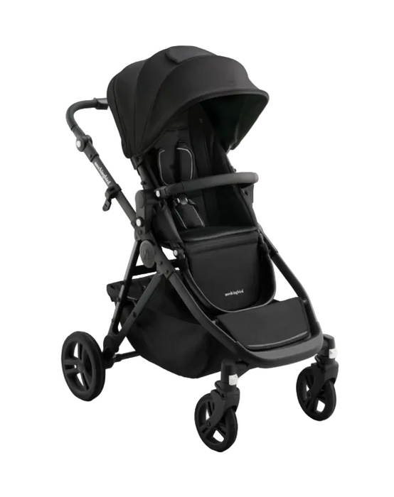 Shop Mockingbird Single to Double 3.0 Stroller, 2025, Charcoal with Black Leather, Solid Black at GoodBuy Gear