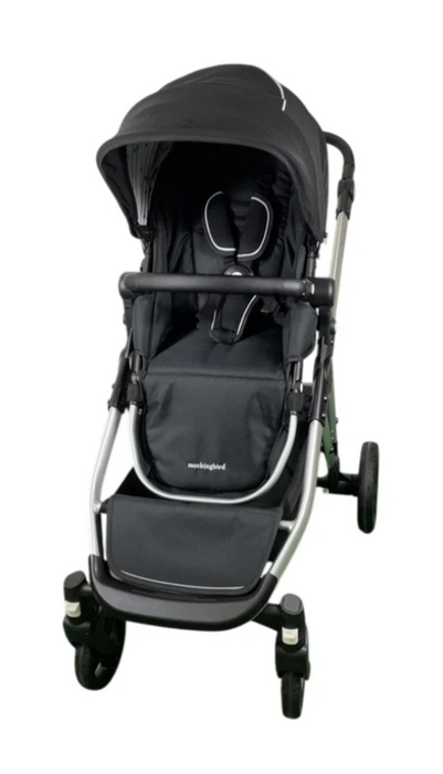 Mockingbird Single to Double 2.0 Stroller, 2025, Black, Silver With Black Leather, Watercolor Drops
