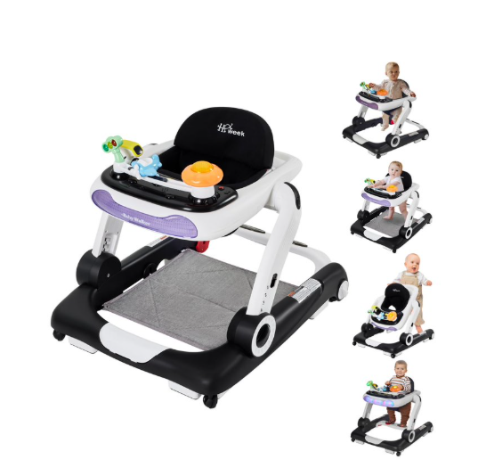 Haweek 5-in-1 Adjustable Baby Walker, Black/white