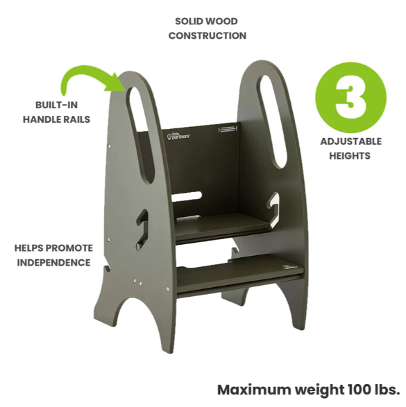 Shop Little Partners 3-in-1 Growing Step Stool, Olive Green at GoodBuy Gear