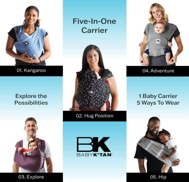 Baby K'tan Baby Carrier, Black, Breeze, X-Small