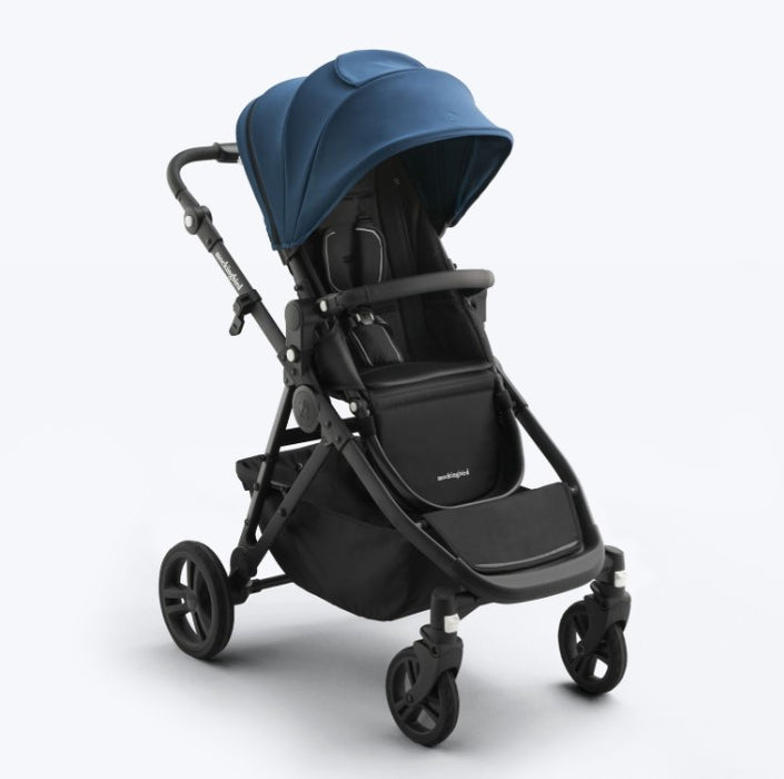Mockingbird Single to Double 3.0 Stroller, 2025, Charcoal with Black Leather, Sea