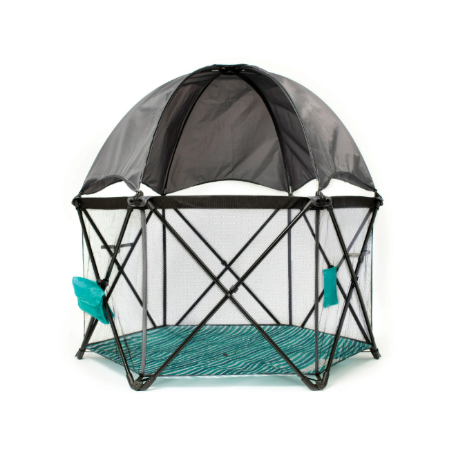Baby Delight Go With Me Eclipse Portable Playard, Regular, Watercolor Stripe with Grey Canopy