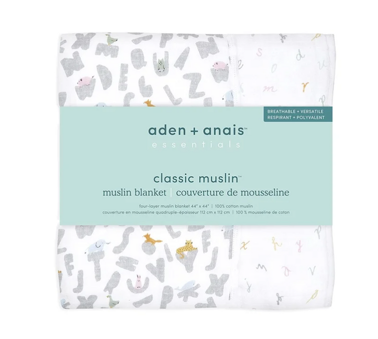 Shop Aden + Anais Essentials Classic Muslin Blanket, Alphabet Animals at GoodBuy Gear