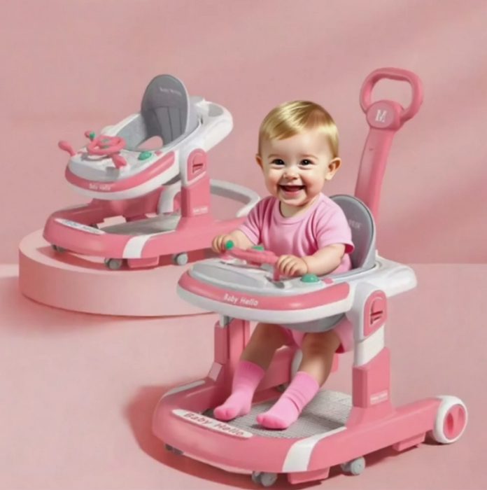 Heng Co. 5-in-1 Foldable Baby Walker, Pink