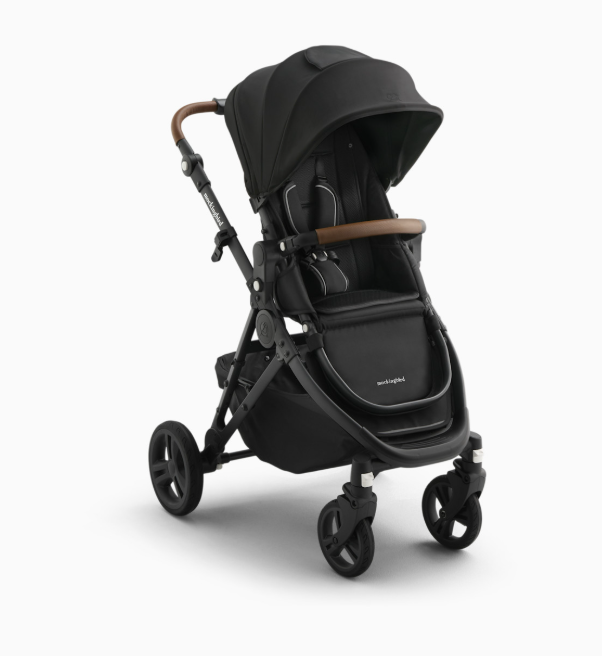 Mockingbird Single 3.0 Stroller, 2025, Charcoal with Penny Leather, Solid Black