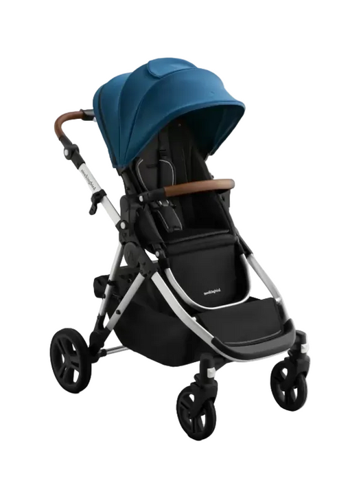 Mockingbird Single to Double 3.0 Stroller, 2025, Sea, Silver with Penny Leather