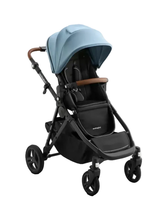 Mockingbird Single to Double 3.0 Stroller, 2025, Charcoal with Penny Leather, Stone Blue