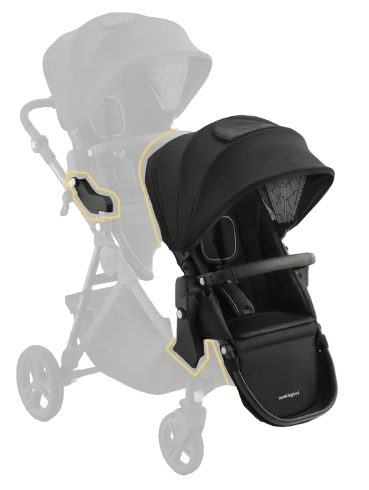 Mockingbird 2nd Seat Kit 3.0, Black Windowpane, Charcoal with Black Leather