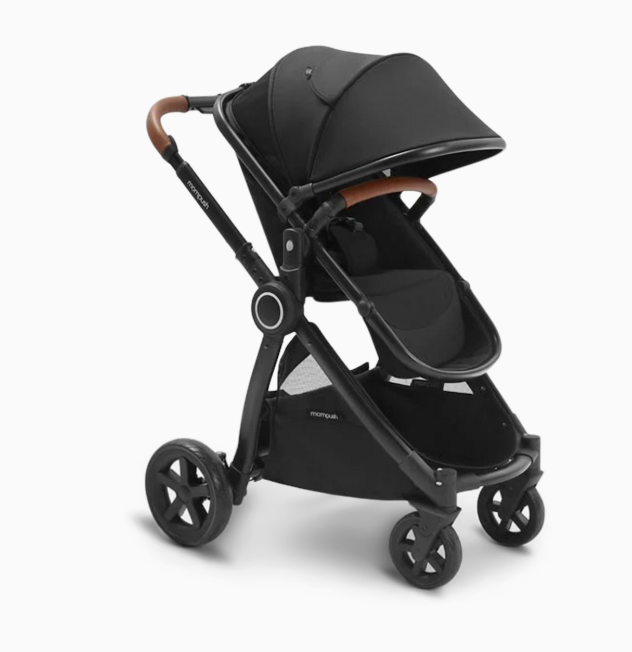 Mompush Ultimate 2 Baby Stroller with Bassinet, 2024, Black with Black Frame