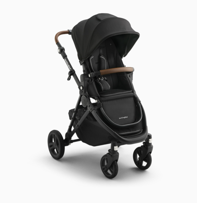 Mockingbird Single 3.0 Stroller, 2025, Charcoal with Penny Leather, Solid Black