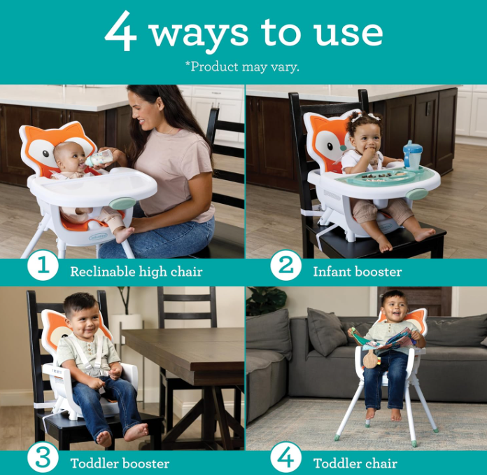 Infantino Grow-with-Me 4-in-1 Convertible High Chair, Fox