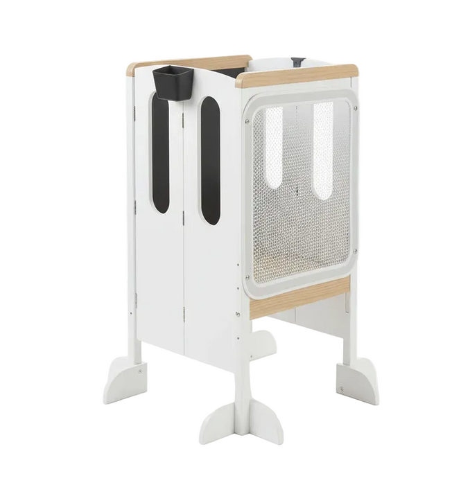 Little Partners EZ Fold 'N Grow Learning Tower, Soft White with Natural